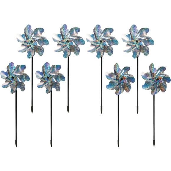 Premium Repellent Pin Wheels - Sparkly Holographic Wheel Spinners, Scare Birds - Picture 1 of 6